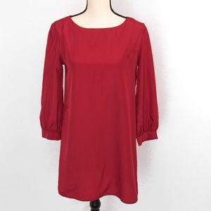 Dark red sheer shift dress with 3/4 sleeves Cocolove S